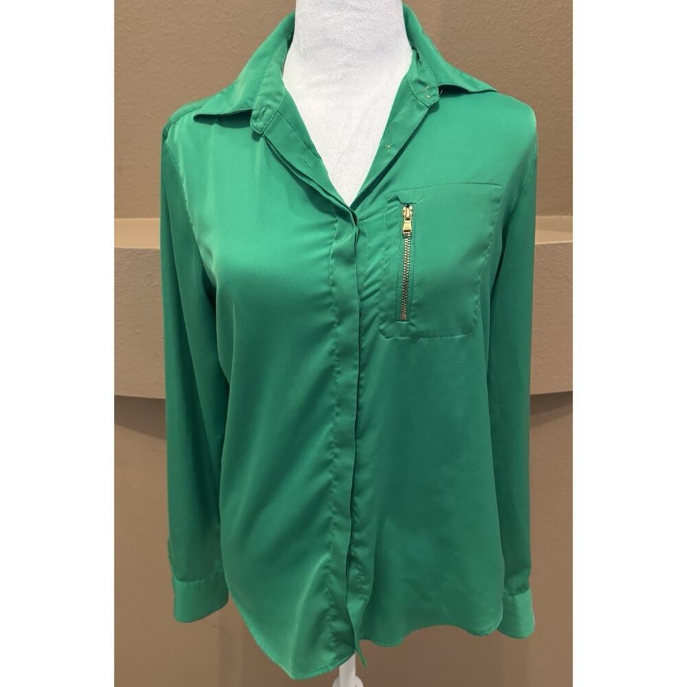 Lauren Ralph Lauren Green Button Down Blouse Size S